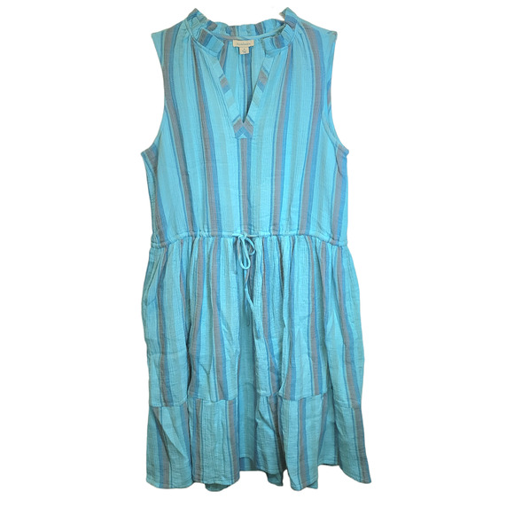 Sundance Adley Sundress Sleeveless Sz Large XL Turquoise Blue Gauze Beach $128 - Picture 2 of 15